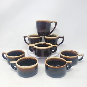 VTG Pfaltzgraff Brown Drip Glaze Mugs and Sugar Bowl, Assorted